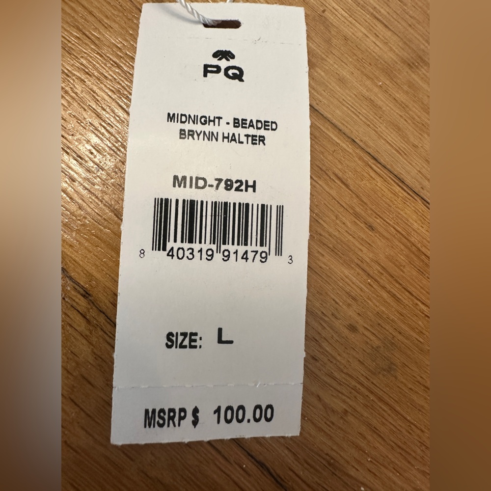 PQ Midnight Beaded Brynn Halter Bathing Suit Top.  New with tags.  Large - Picture 6 of 9